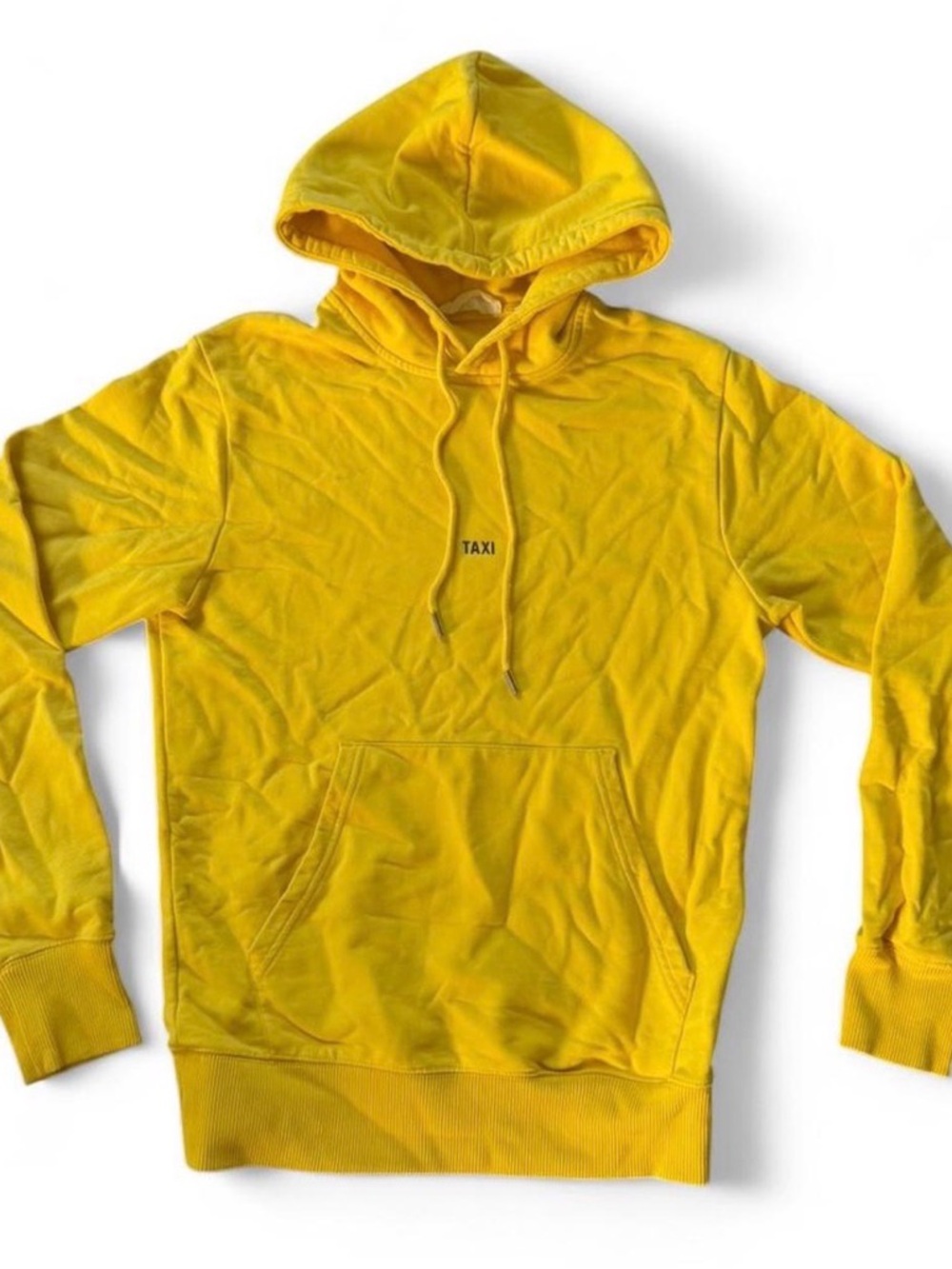 Helmut Lang Yellow 'TAXI' Pullover Hoodie - Casual Hooded Sweatshirt